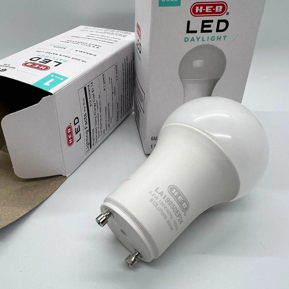 HEB  60W Daylight LED,, 810 Lumens, Dimmable Connection 2 Pack Light Bulbs 2 Pin